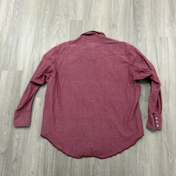 Wrangler Snap Button Shirt Men's 2XL XXL Red Long Sleeve Western Cowboy Rodeo - Picture 5 of 7